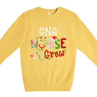 Cna Nurse Crew Christmas Santa Hat Stethoscope Xmas Lights Cute Gift Premium Crewneck Sweatshirt