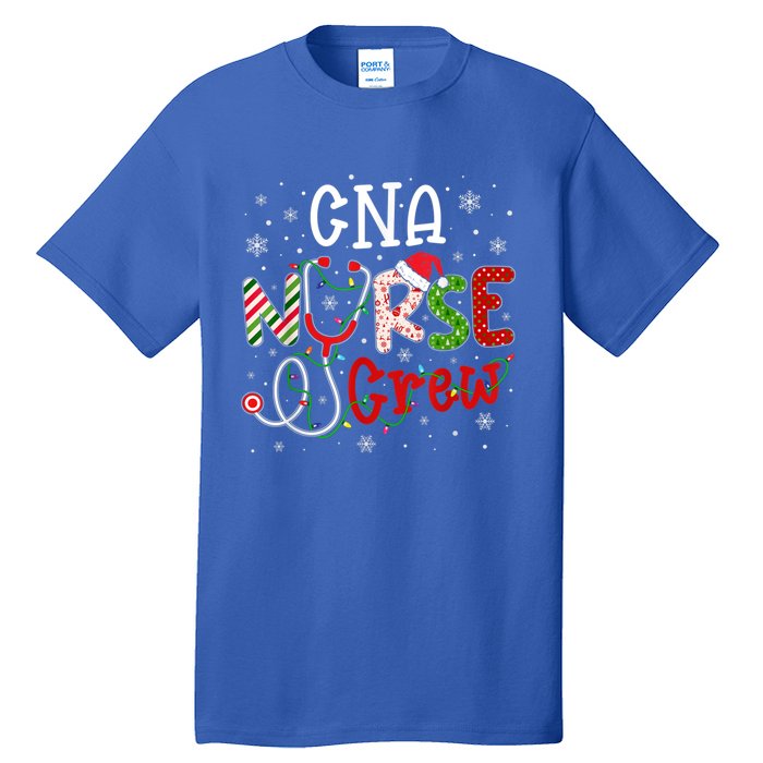 Cna Nurse Crew Christmas Santa Hat Stethoscope Xmas Lights Cute Gift Tall T-Shirt