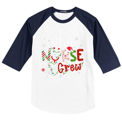 Cna Nurse Crew Christmas Santa Hat Stethoscope Xmas Lights Cute Gift Baseball Sleeve Shirt