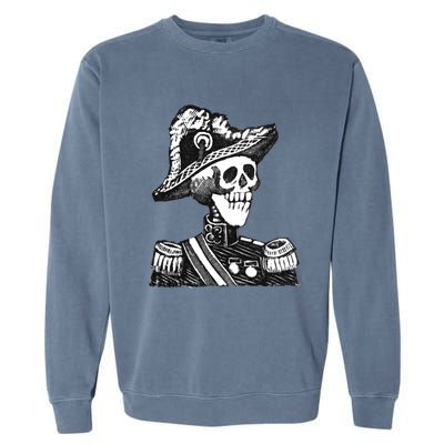 Calaca Naval Capitan Cool Gift Mexico Skeleton Style Gift Garment-Dyed Sweatshirt