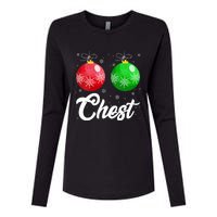 Chest Nuts Christmas Matching Couple Chestnuts Xmas Pajamas Womens Cotton Relaxed Long Sleeve T-Shirt