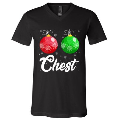 Chest Nuts Christmas Matching Couple Chestnuts Xmas Pajamas V-Neck T-Shirt