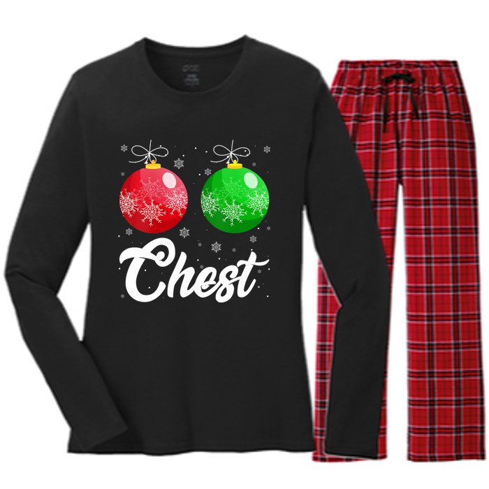 Chest Nuts Christmas Matching Couple Chestnuts Xmas Pajamas Women's Long Sleeve Flannel Pajama Set 