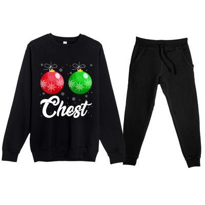 Chest Nuts Christmas Matching Couple Chestnuts Xmas Pajamas Premium Crewneck Sweatsuit Set