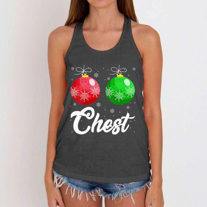 Chest Nuts Christmas Matching Couple Chestnuts Xmas Pajamas Women's Knotted Racerback Tank