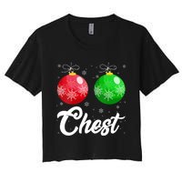 Chest Nuts Christmas Matching Couple Chestnuts Xmas Pajamas Women's Crop Top Tee