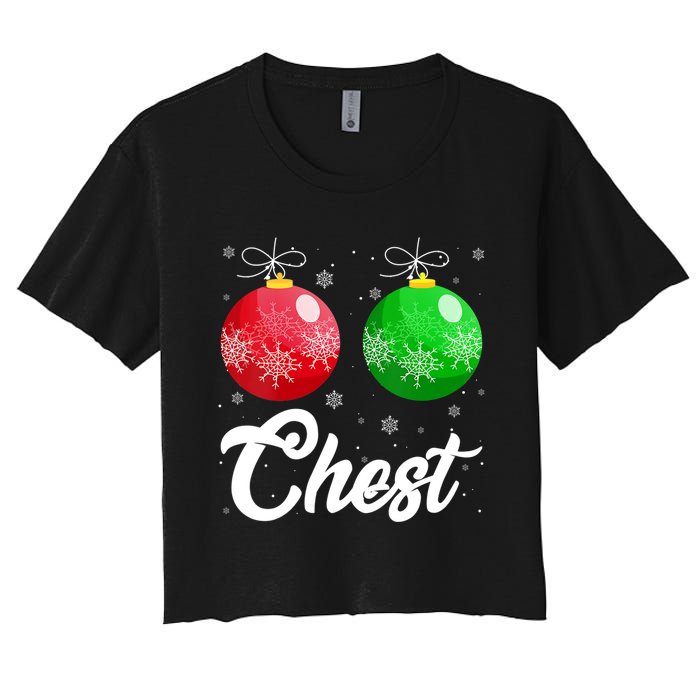 Chest Nuts Christmas Matching Couple Chestnuts Xmas Pajamas Women's Crop Top Tee