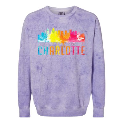 Charlotte North Carolina Watercolor Skyline Souvenir Colorblast Crewneck Sweatshirt