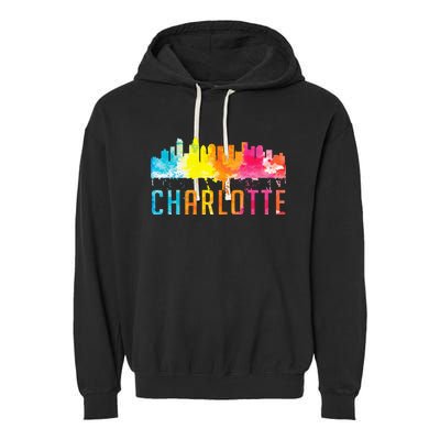 Charlotte North Carolina Watercolor Skyline Souvenir Garment-Dyed Fleece Hoodie