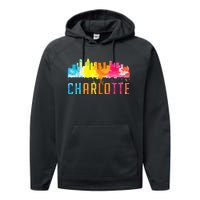 Charlotte North Carolina Watercolor Skyline Souvenir Performance Fleece Hoodie