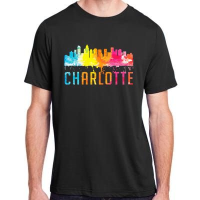 Charlotte North Carolina Watercolor Skyline Souvenir Adult ChromaSoft Performance T-Shirt