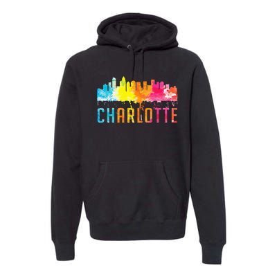 Charlotte North Carolina Watercolor Skyline Souvenir Premium Hoodie