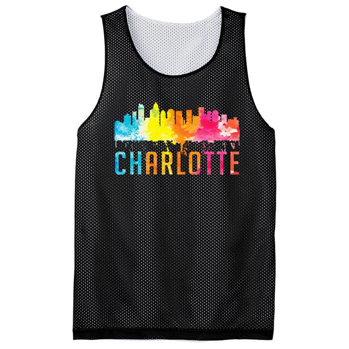 Charlotte North Carolina Watercolor Skyline Souvenir Mesh Reversible Basketball Jersey Tank