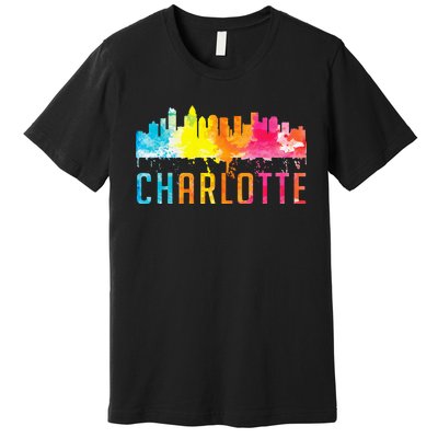 Charlotte North Carolina Watercolor Skyline Souvenir Premium T-Shirt