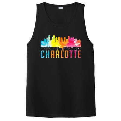 Charlotte North Carolina Watercolor Skyline Souvenir PosiCharge Competitor Tank