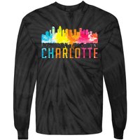 Charlotte North Carolina Watercolor Skyline Souvenir Tie-Dye Long Sleeve Shirt