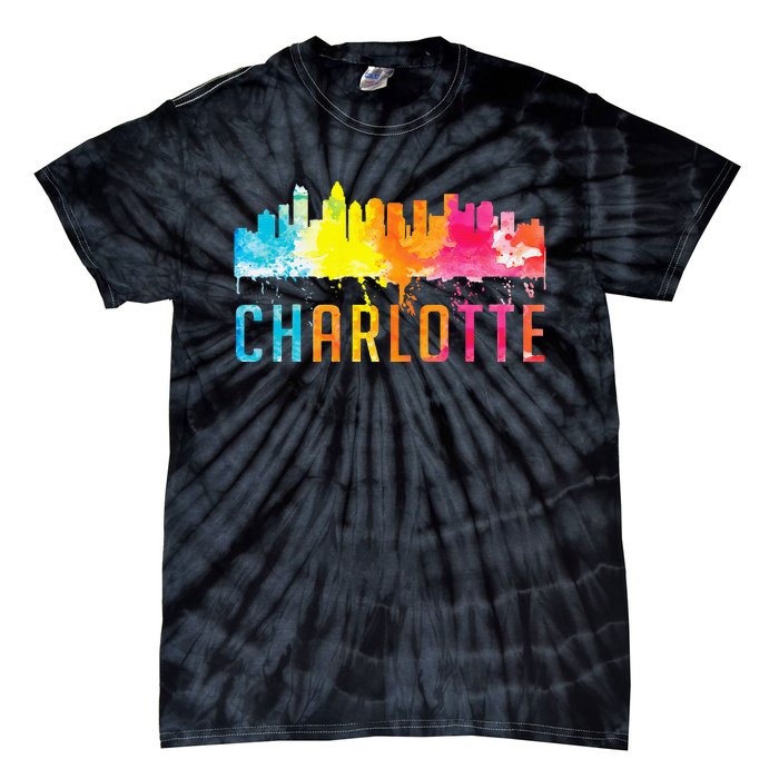 Charlotte North Carolina Watercolor Skyline Souvenir Tie-Dye T-Shirt