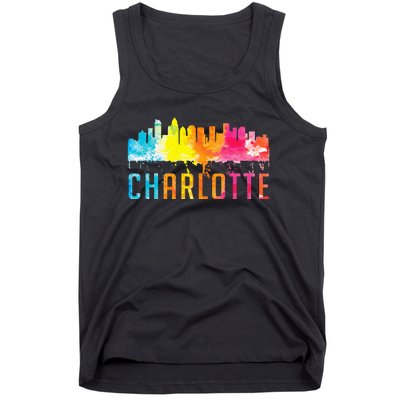 Charlotte North Carolina Watercolor Skyline Souvenir Tank Top