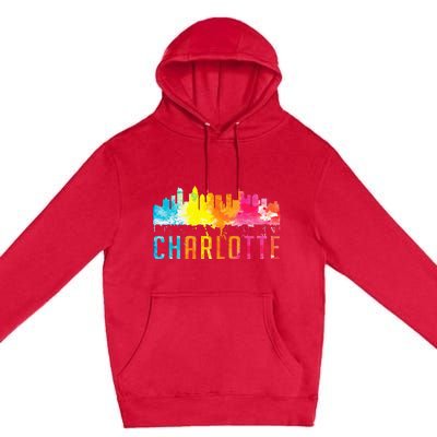 Charlotte North Carolina Watercolor Skyline Souvenir Premium Pullover Hoodie