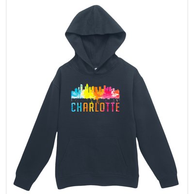 Charlotte North Carolina Watercolor Skyline Souvenir Urban Pullover Hoodie