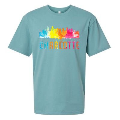 Charlotte North Carolina Watercolor Skyline Souvenir Sueded Cloud Jersey T-Shirt