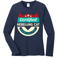 Certified Nebelung Cat Specialist Cat Mom Funny Cat Dad Ladies Long Sleeve Shirt