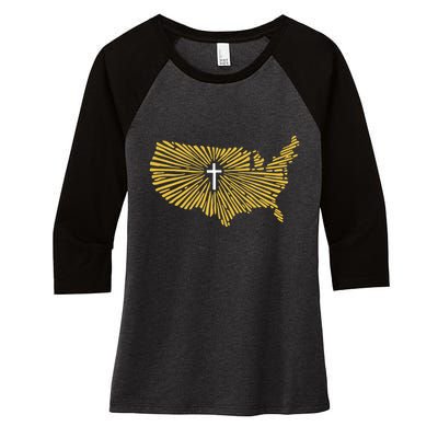 Christian Nationalism Ccn Women's Tri-Blend 3/4-Sleeve Raglan Shirt