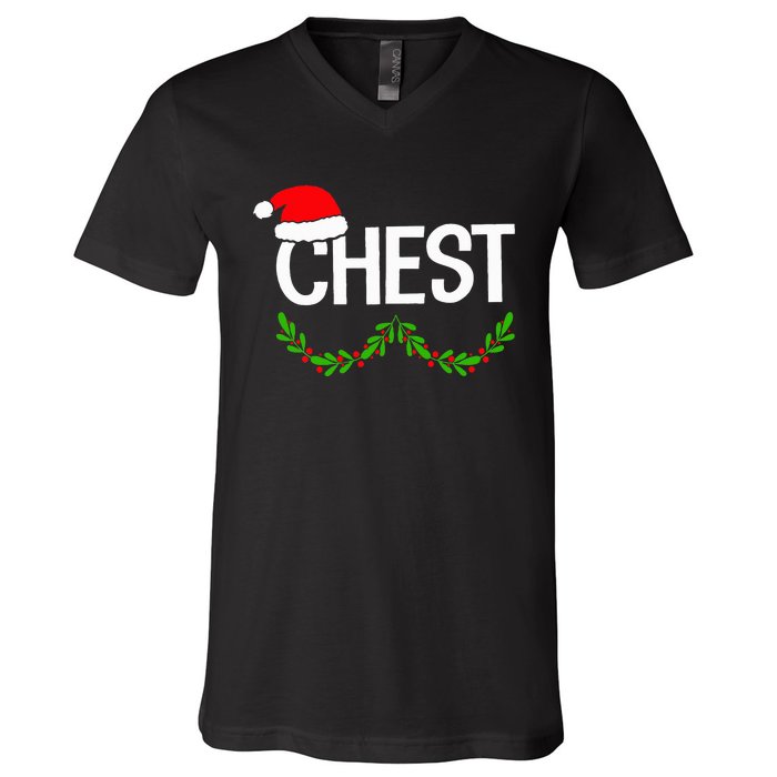 Chest Nuts Couples Christmas Funny Christmas Holiday V-Neck T-Shirt