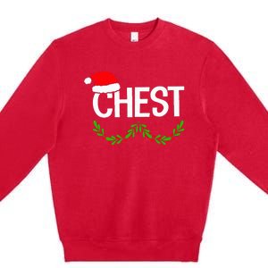 Chest Nuts Couples Christmas Funny Christmas Holiday Premium Crewneck Sweatshirt