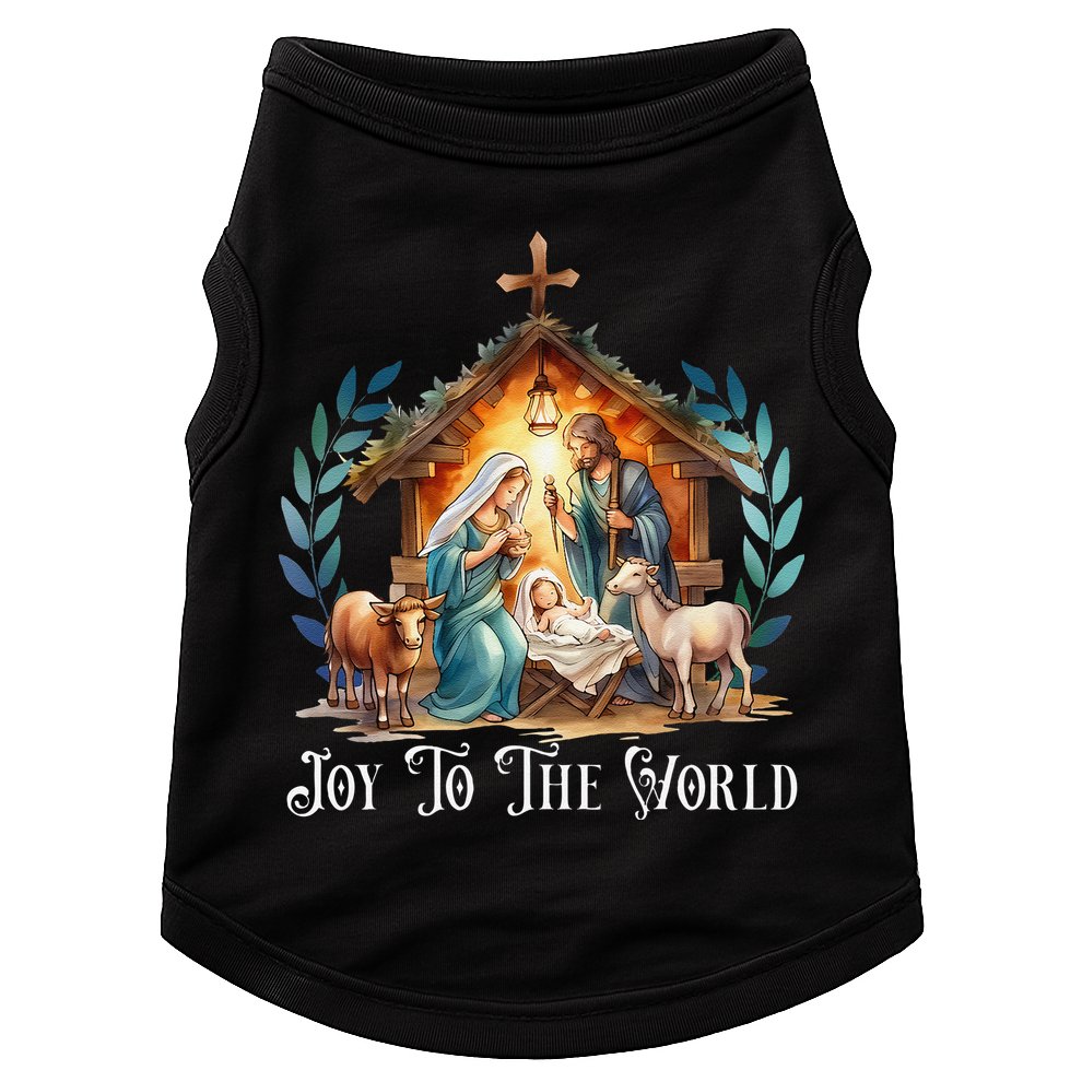 Christmas Nativity Christian Birth Of Jesus Joy To The World Gift Doggie Tank
