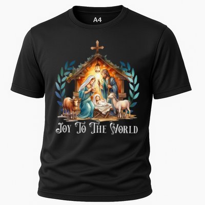 Christmas Nativity Christian Birth Of Jesus Joy To The World Gift Cooling Performance Crew T-Shirt