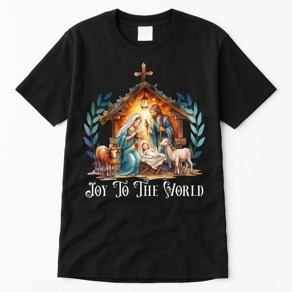 Christmas Nativity Christian Birth Of Jesus Joy To The World Gift Tall T-Shirt