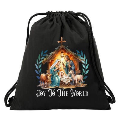 Christmas Nativity Christian Birth Of Jesus Joy To The World Gift Drawstring Bag