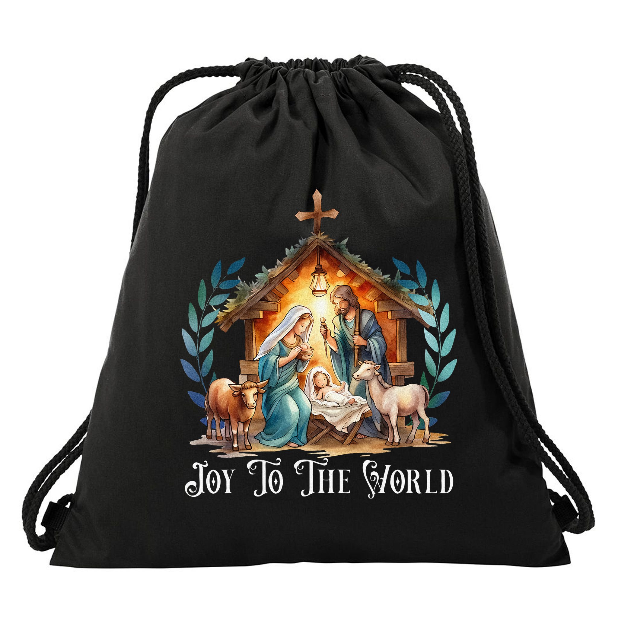 Christmas Nativity Christian Birth Of Jesus Joy To The World Gift Drawstring Bag