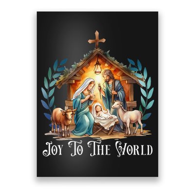 Christmas Nativity Christian Birth Of Jesus Joy To The World Gift Poster