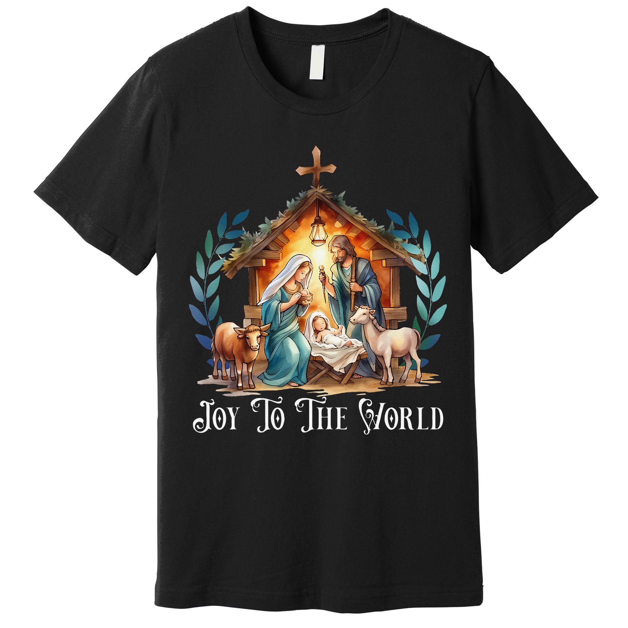 Christmas Nativity Christian Birth Of Jesus Joy To The World Gift Premium T-Shirt