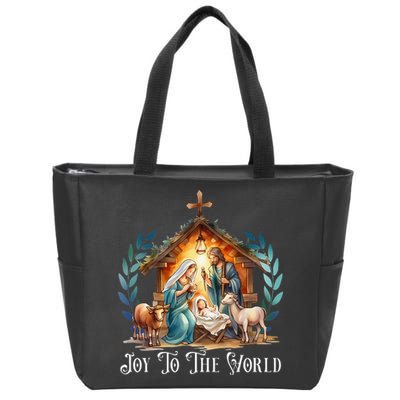 Christmas Nativity Christian Birth Of Jesus Joy To The World Gift Zip Tote Bag