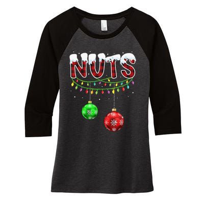 Chest Nuts Christmas Matching Couple Chestnuts Women's Tri-Blend 3/4-Sleeve Raglan Shirt