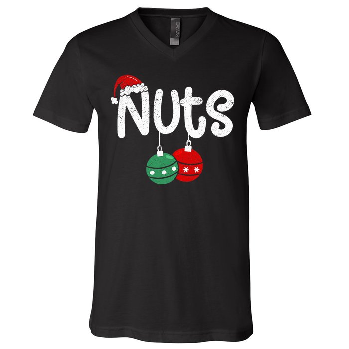 Chest Nuts Couple Christmas Pajama Chestnuts Xmas Gift  V-Neck T-Shirt