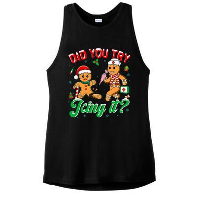 Christmas Nurse Did You Try Icing It Gingerbread Man Ladies PosiCharge Tri-Blend Wicking Tank