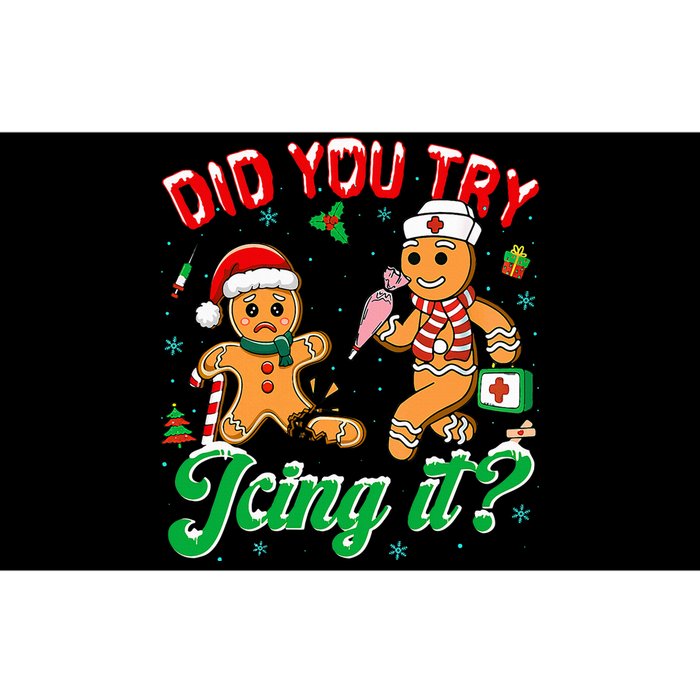 Christmas Nurse Did You Try Icing It Gingerbread Man Bumper Sticker