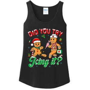 Christmas Nurse Did You Try Icing It Gingerbread Man Ladies Essential Tank