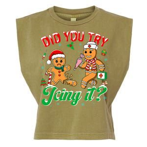 Christmas Nurse Did You Try Icing It Gingerbread Man Garment-Dyed Women's Muscle Tee