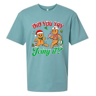 Christmas Nurse Did You Try Icing It Gingerbread Man Sueded Cloud Jersey T-Shirt