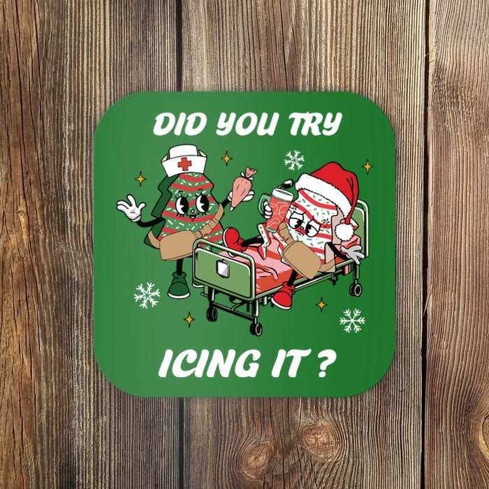 Christmas Nurse Did You Try Icing It Nurse Christmas Coaster