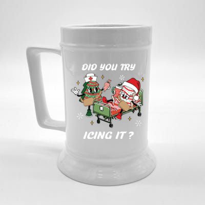 Christmas Nurse Did You Try Icing It Nurse Christmas Beer Stein