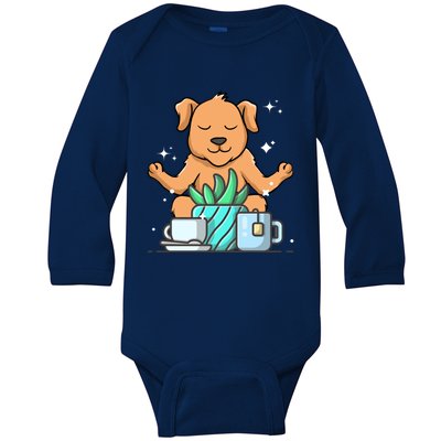 Cute Namaste Dog Do Yoga Gardening Lover Coffee Lover Meaningful Gift Baby Long Sleeve Bodysuit