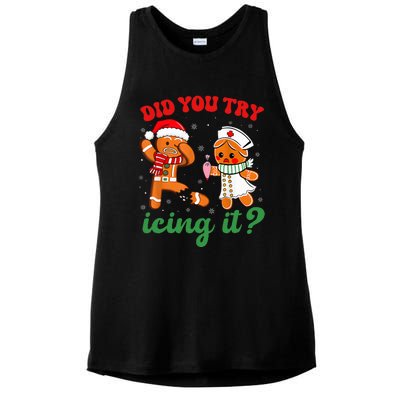 Christmas Nurse Did You Try Icing It Gingerbread Man Ladies PosiCharge Tri-Blend Wicking Tank