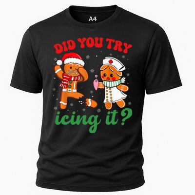 Christmas Nurse Did You Try Icing It Gingerbread Man Cooling Performance Crew T-Shirt