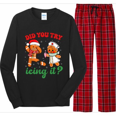 Christmas Nurse Did You Try Icing It Gingerbread Man Long Sleeve Pajama Set